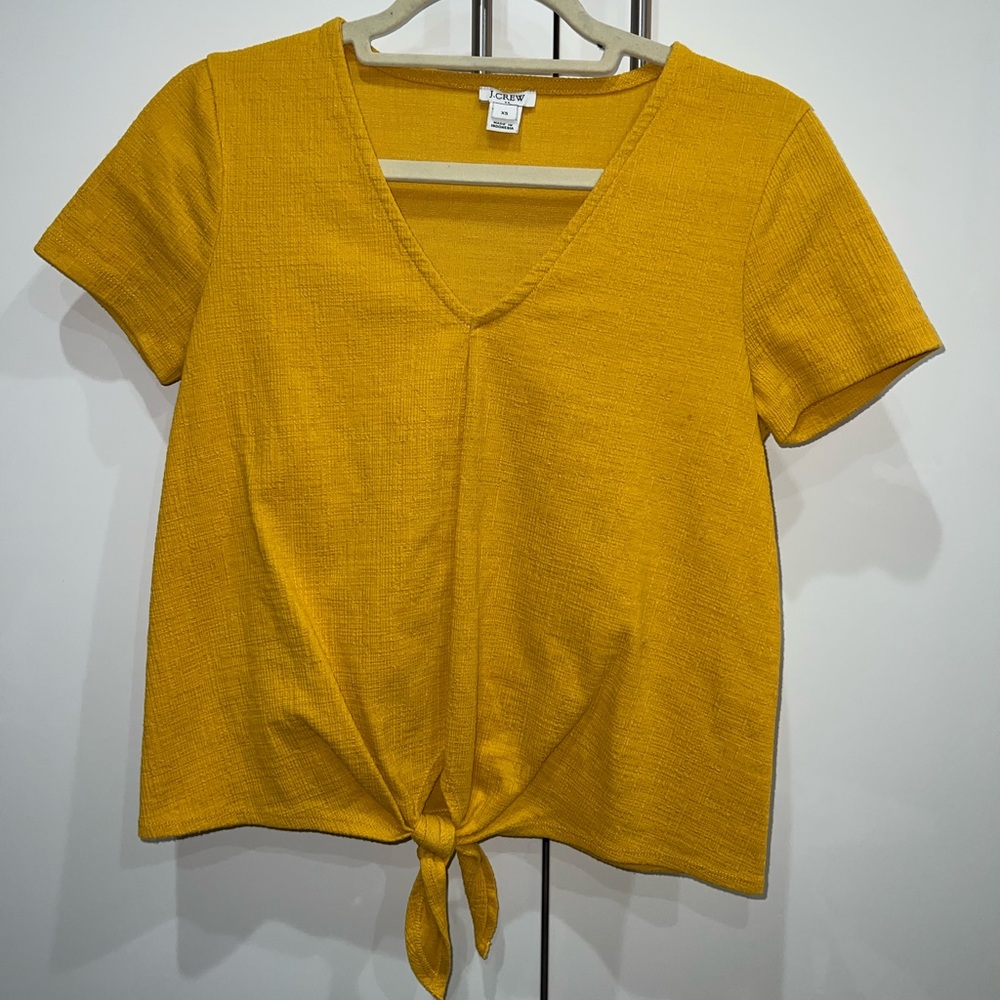 J. Crew Mustard Yellow Tie Front Workwear Work Top